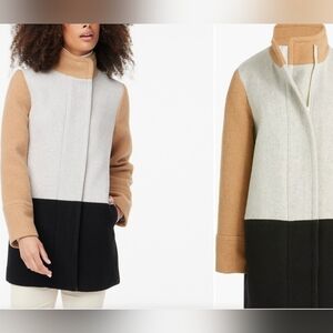 $398 NWT J. Crew 49% Wool Coat colorblock Size 6 Wool Hidden Full Zip